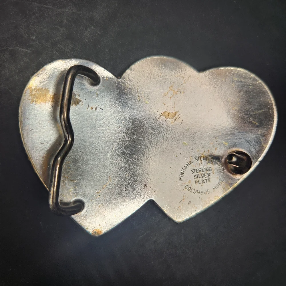 Montana Silversmiths Heart-Shaped Silver and Gold Belt Buckle